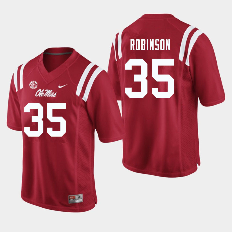 Men #35 Mark Robinson Ole Miss Rebels College Football Jerseys Sale-Red - Click Image to Close